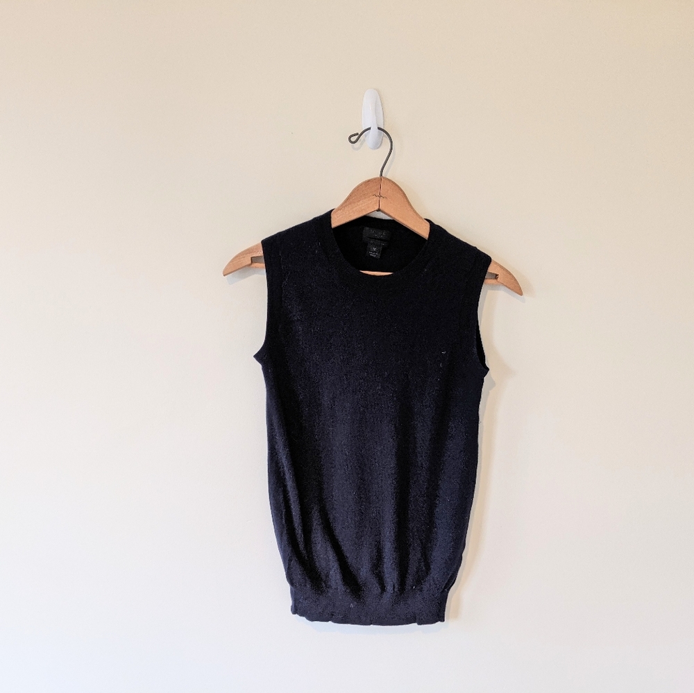 Minimalist J Crew Navy Cashmere Knit Sweater Vest